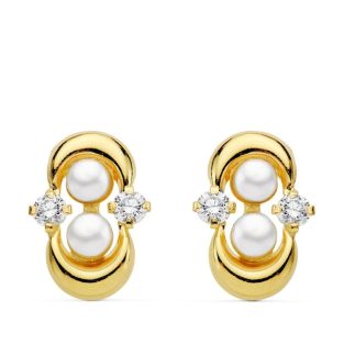 18K PENDIENTES COMUNION PERLA Y CIRCONITAS