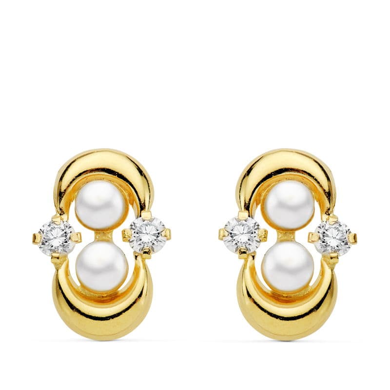 18K PENDIENTES COMUNION PERLA Y CIRCONITAS