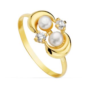 18K SORTIJA COMUNION PERLA Y CIRCONITAS