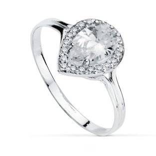 18K SORTIJA ORO BLANCO CIRCONITAS MOTIVO 10X 8 MM