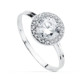 18K SORTIJA ORO BLANCO CIRCONITAS MOTIVO 9 MM