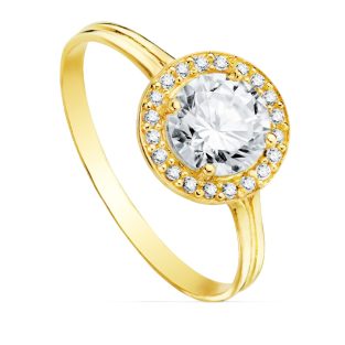 18K SORTIJA ORO AMARILLO MOTIVO REDONDO 9 MM CIRCONITA CENTRAL 6 MM