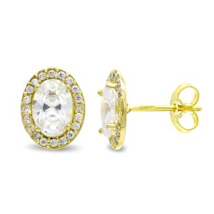 18K PENDIENTES OVAL CIRCONITAS 10X8 MM