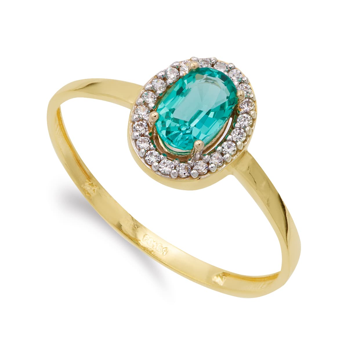 18K SORTIJA FORMA OVAL ESMERALDA 6X4 MM 0.49 QTS. ANCHO TOTAL 8X6 MM