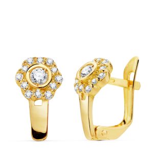 18K PENDIENTES CUAJO CIRCONITAS 12X7 MM