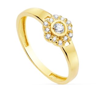18K SORTIJA CUAJO CIRCONITAS 7 MM