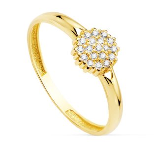 18K SORTIJA ORO AMARILLO COMUNION FLOR 6X6 MM ANCHO CUERPO 2.8 MM