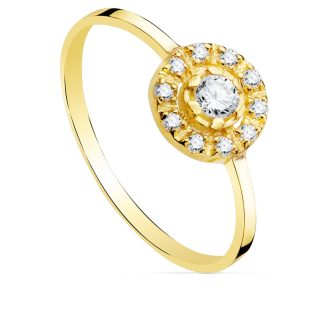 18K SORTIJA ORO AMARILLO MOTIVO REDONDO CIRCONITAS 7 MM ANCHO CUERPO 1.2 MM