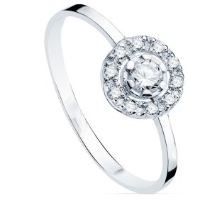 18K SORTIJA ORO BLANCO MOTIVO REDONDO CIRCONITAS 7 MM ANCHO CUERPO 1.2 MM