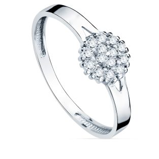 18K SORTIJA ORO BLANCO CUAJO CON CIRCONITAS 7X7 MM ANCHO CUERPO 2.5 MM