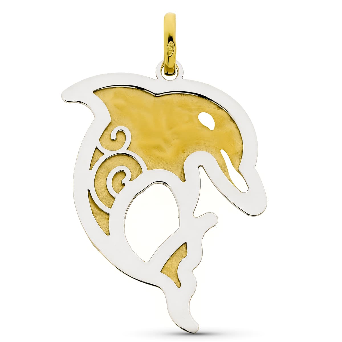 18K COLGANTE ORO BICOLOR DELFIN 45X36 MM