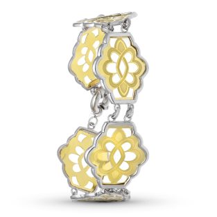 18K PULSERA ORO BICOLOR CALADA LASER