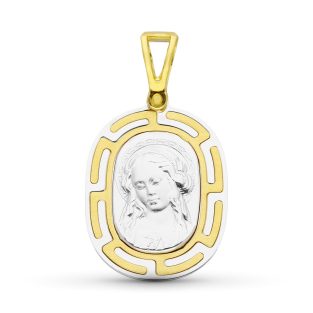 18K MEDALLA ORO BICOLOR VIRGEN NIÑA 22X16 MM