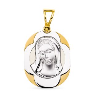 18K MEDALLA ORO BICOLOR VIRGEN NIÑA 24X17 MM