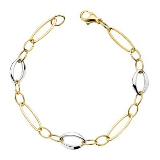 18K PULSERA HUECA BICOLOR 19 CM