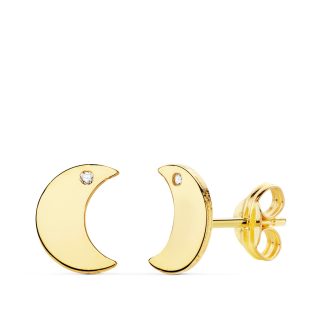 18K PENDIENTES LUNA LISA CIRCONITA 8.5X6 MM