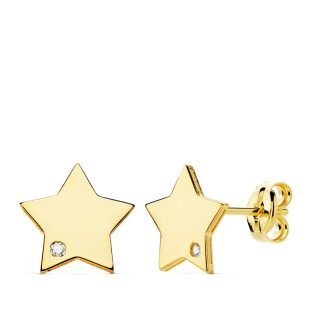 18K PENDIENTES ESTRELLA CIRCONITAS 8X8 MM