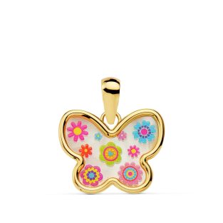 18K COLGANTE MARIPOSA NACAR COLORES. 14X11 MM