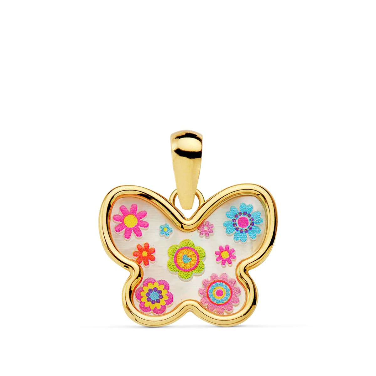18K COLGANTE MARIPOSA NACAR COLORES. 14X11 MM
