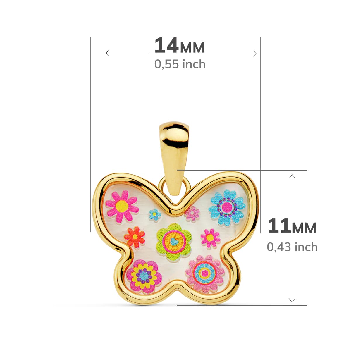 18K COLGANTE MARIPOSA NACAR COLORES. 14X11 MM - Imagen 2