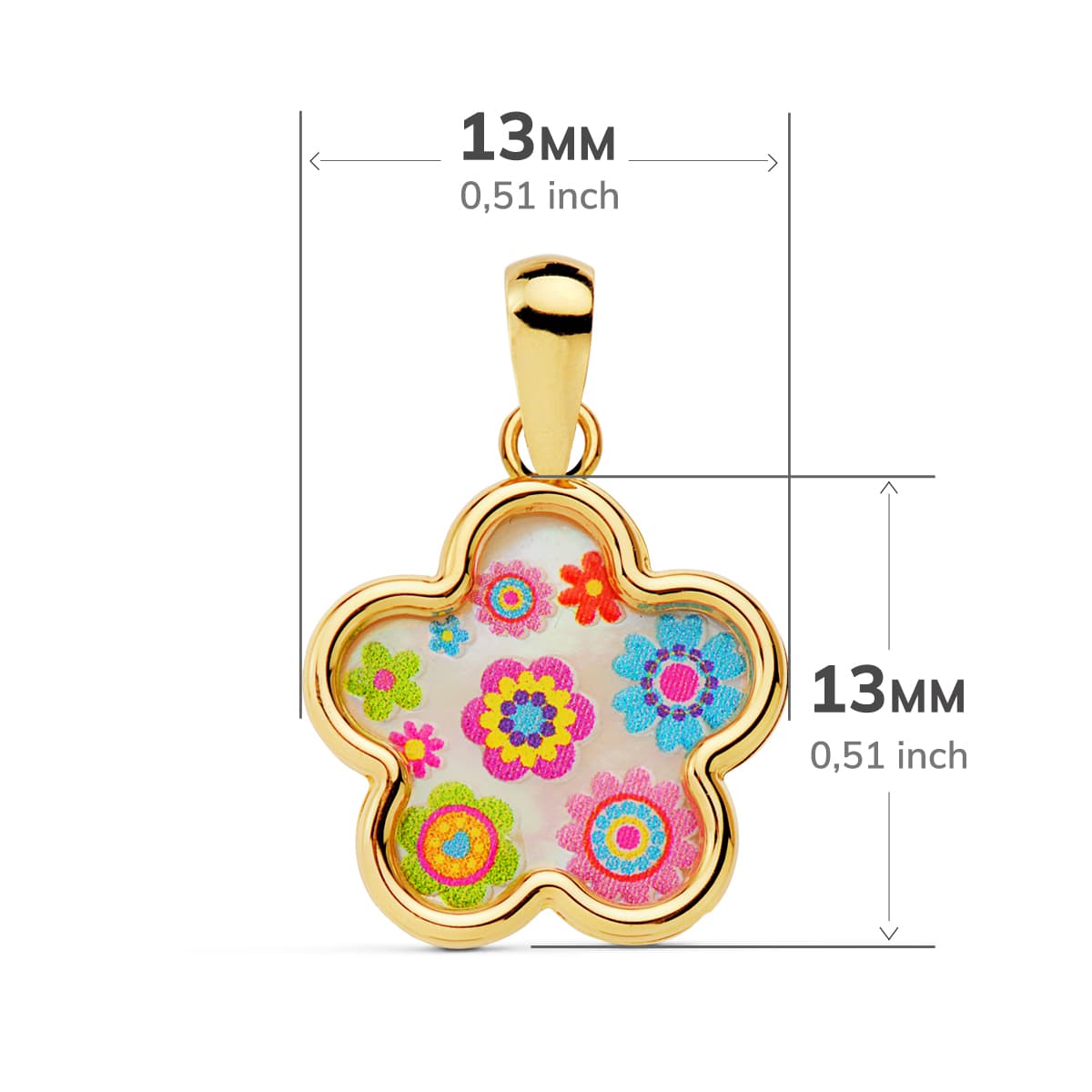 18K COLGANTE FLOR NACAR COLORES. 13X13 MM - Imagen 2