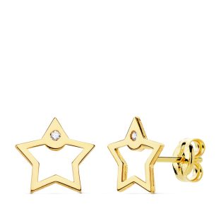 18K PENDIENTES ESTRELLAS CIRCONITAS 8X8 MM