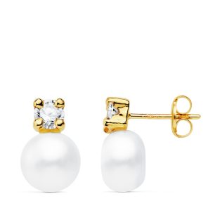 18K PENDIENTES PERLA Y GARRAS 12X8 MM CIERRE PRESION