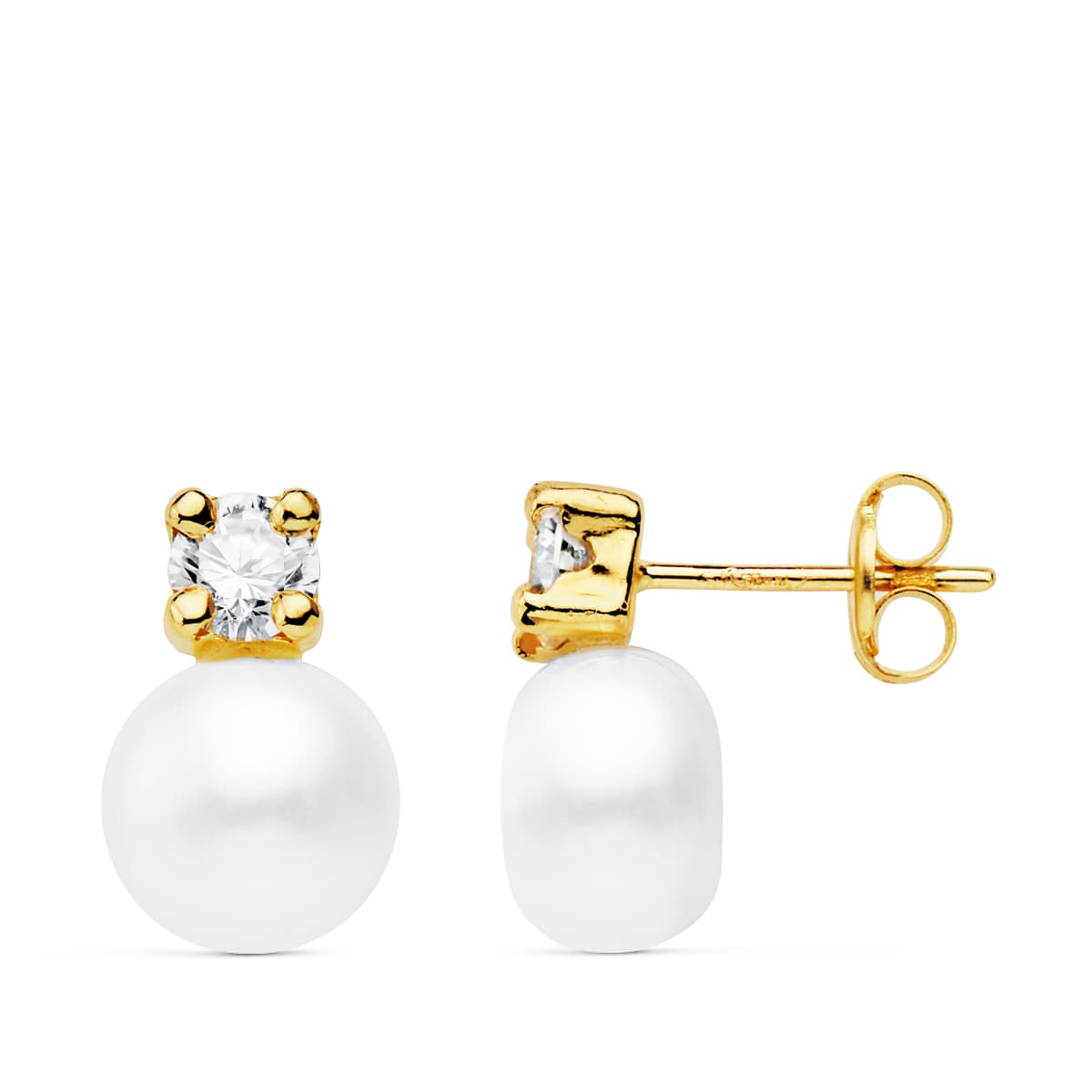 18K PENDIENTES PERLA Y GARRAS 12X8 MM CIERRE PRESION