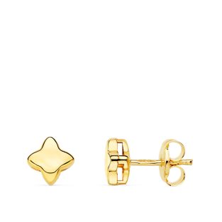 18K PENDIENTES ORO AMARILLO ESTRELLA LISA 6.5X6.5 MM CIERRE PRESION