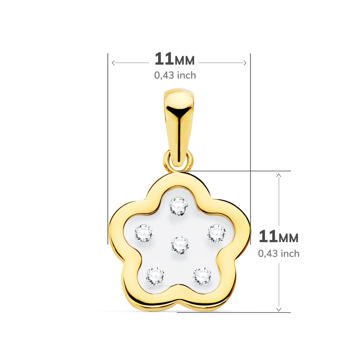 COLGANTE ORO AMARILLO FLOR AIRSHINE TRANSPARENTE CON CIRCONITAS 11X11 MM - Imagen 2