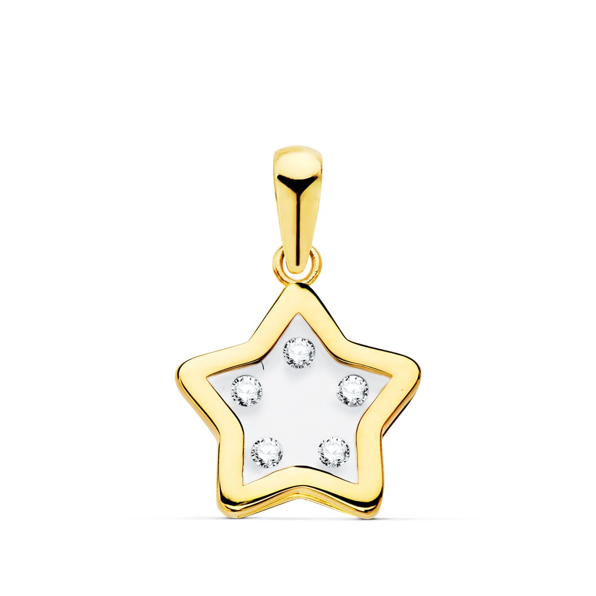 COLGANTE ORO AMARILLO ESTRELLA AIRSHINE TRANSPARENTE CON CIRCONITAS 11X11 MM