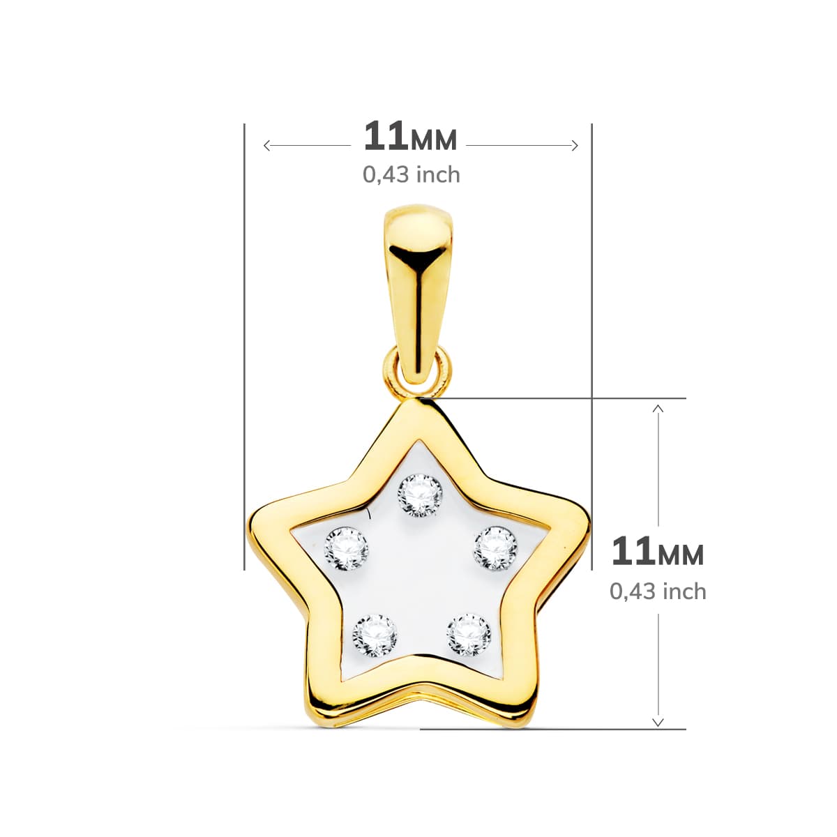 COLGANTE ORO AMARILLO ESTRELLA AIRSHINE TRANSPARENTE CON CIRCONITAS 11X11 MM - Imagen 2