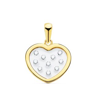 COLGANTE ORO AMARILLO CORAZON AIRSHINE TRANSPARENTE CON CIRCONITAS 14X12 MM