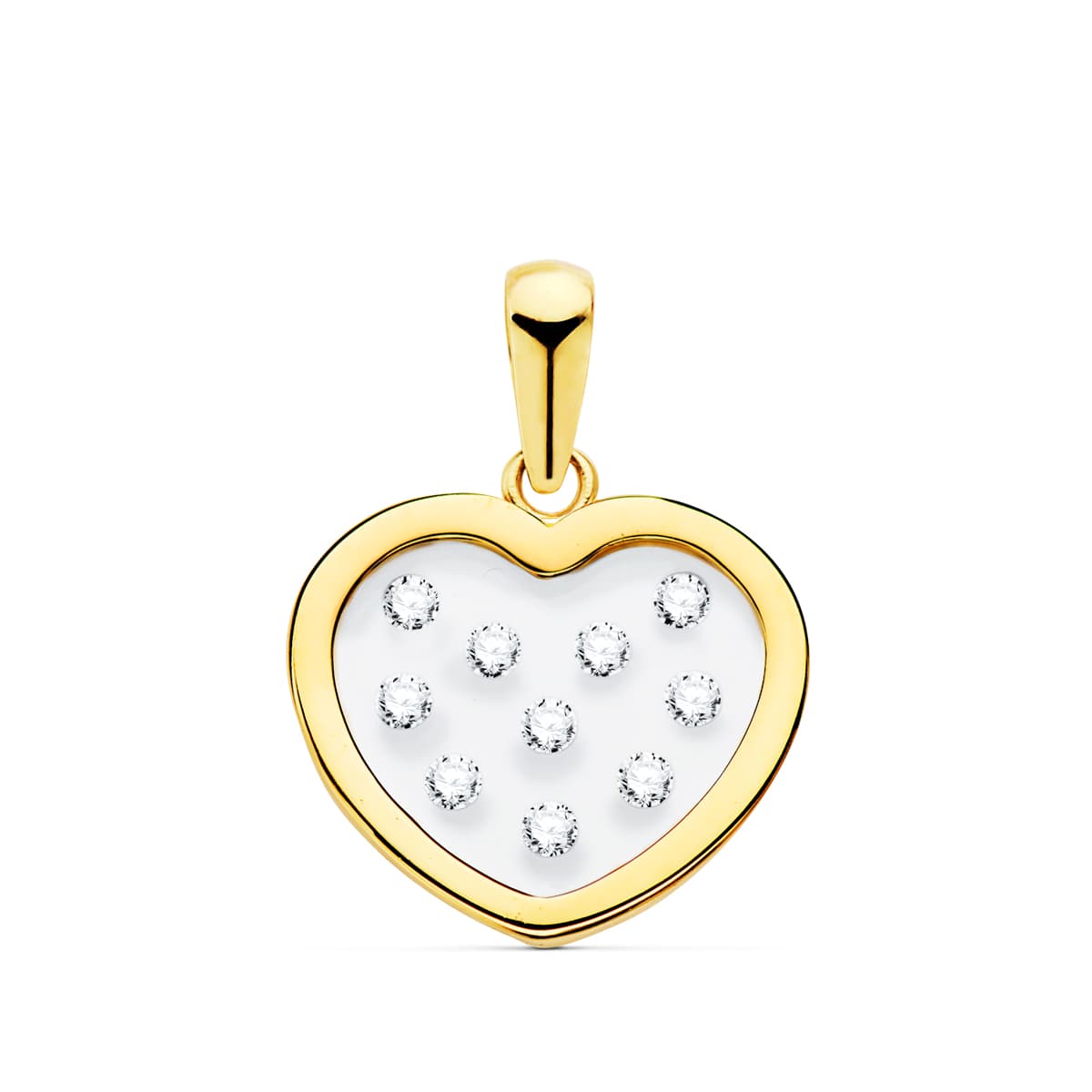 COLGANTE ORO AMARILLO CORAZON AIRSHINE TRANSPARENTE CON CIRCONITAS 14X12 MM