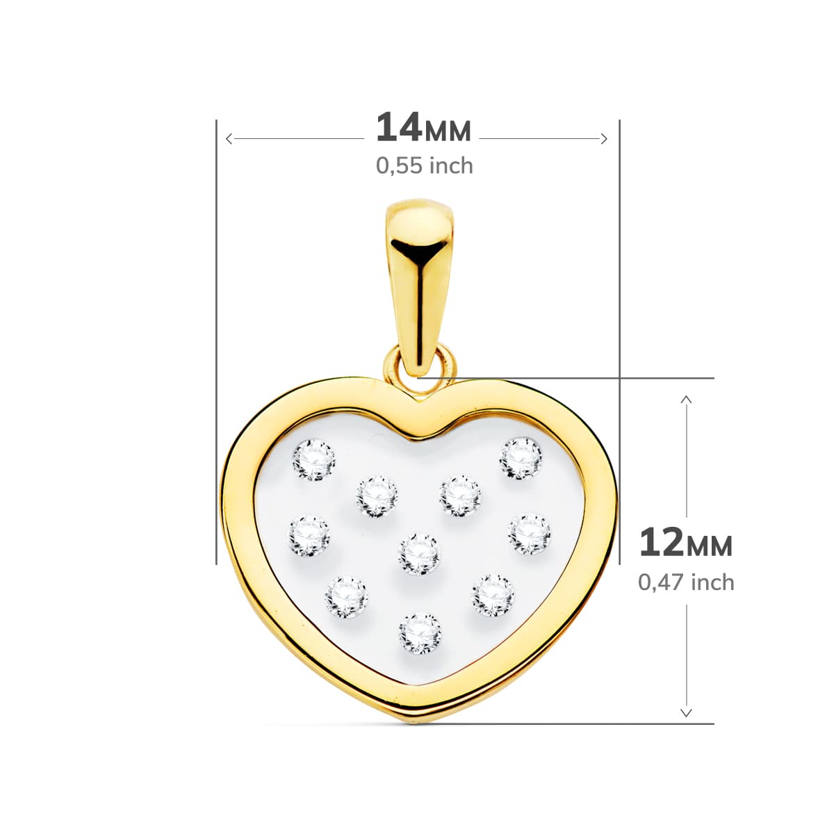COLGANTE ORO AMARILLO CORAZON AIRSHINE TRANSPARENTE CON CIRCONITAS 14X12 MM - Imagen 2