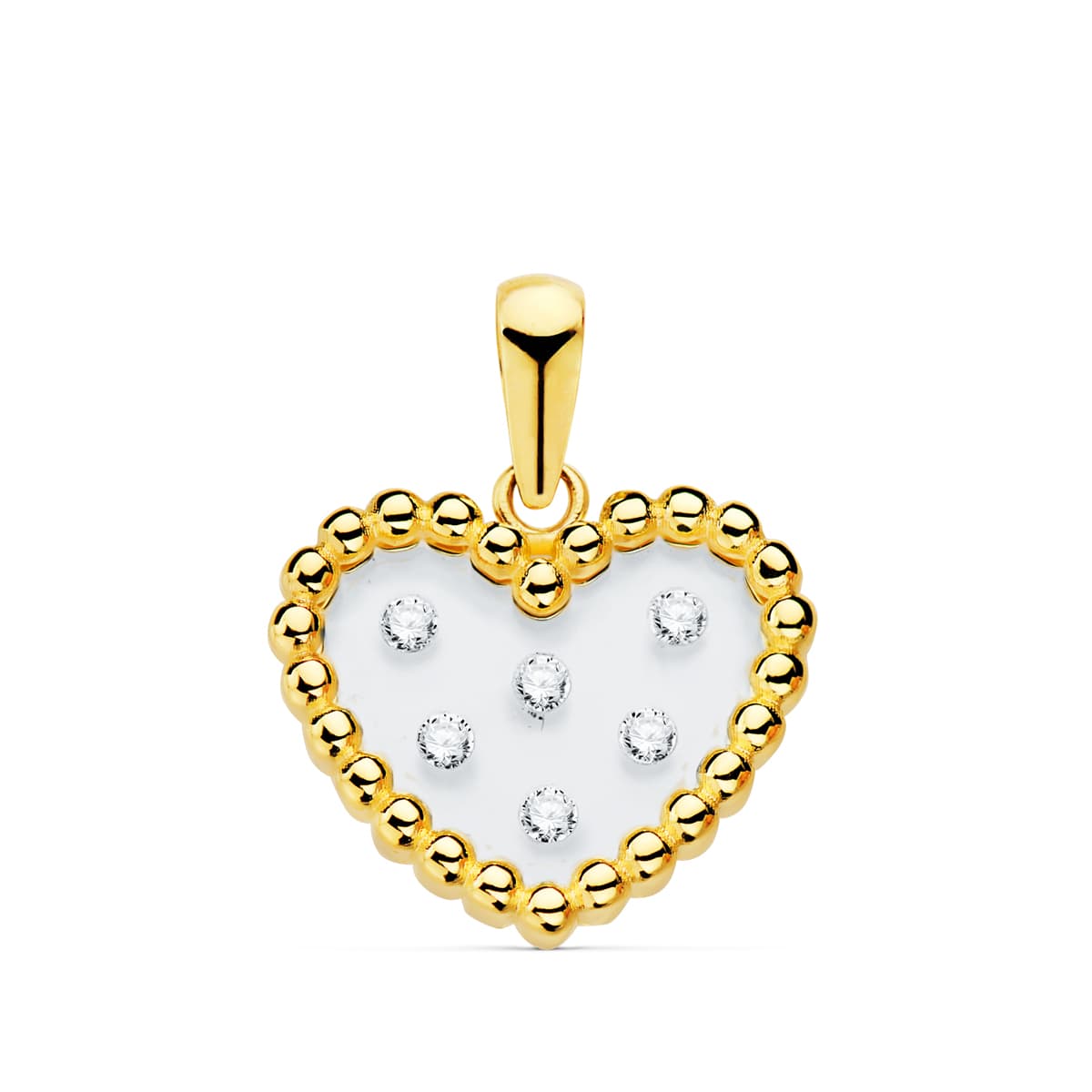 COLGANTE ORO AMARILLO CORAZON AIRSHINE TRANSPARENTE CON CIRCONITAS 14X12 MM