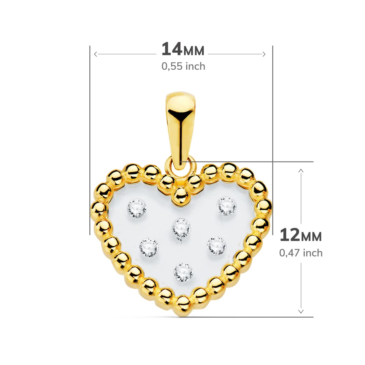 COLGANTE ORO AMARILLO CORAZON AIRSHINE TRANSPARENTE CON CIRCONITAS 14X12 MM - Imagen 2