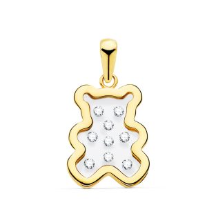 18K COLGANTE ORO AMARILLO OSO AIRSHINE TRANSPARENTE CON CIRCONITAS 14X11 MM