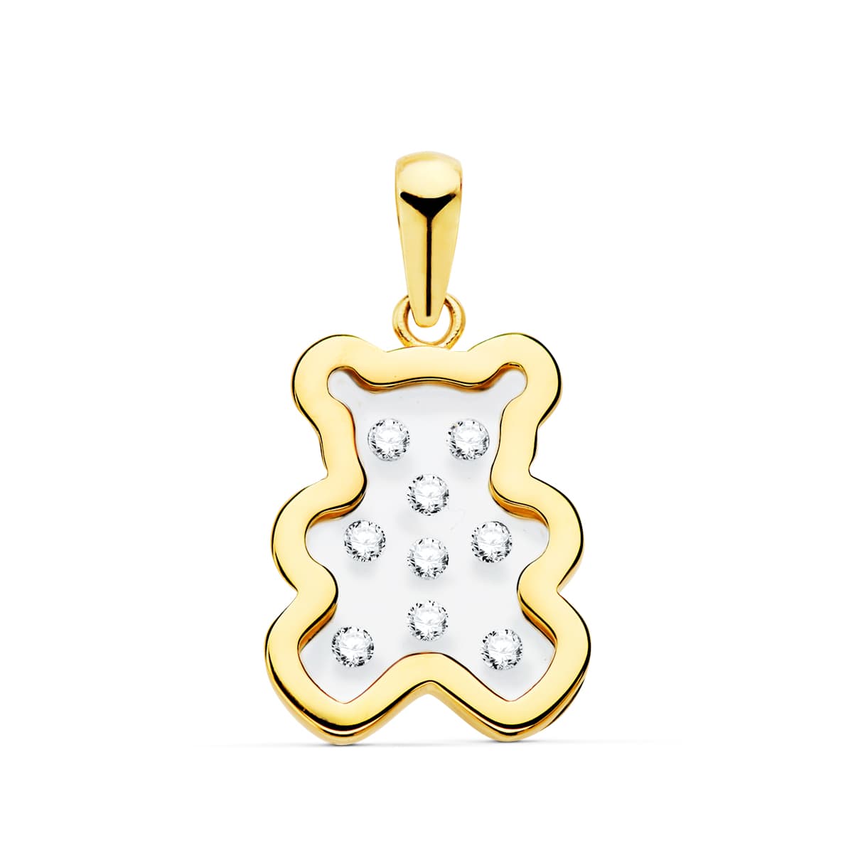 18K COLGANTE ORO AMARILLO OSO AIRSHINE TRANSPARENTE CON CIRCONITAS 14X11 MM