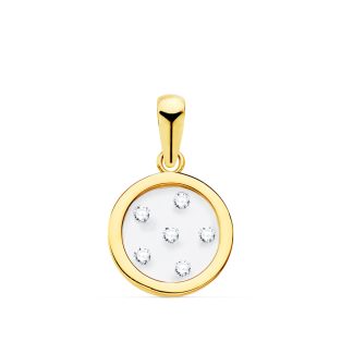 18K COLGANTE ORO AMARILLO REDONDO AIRSHINE TRANSPARENTE CON CIRCONITAS 11 MM