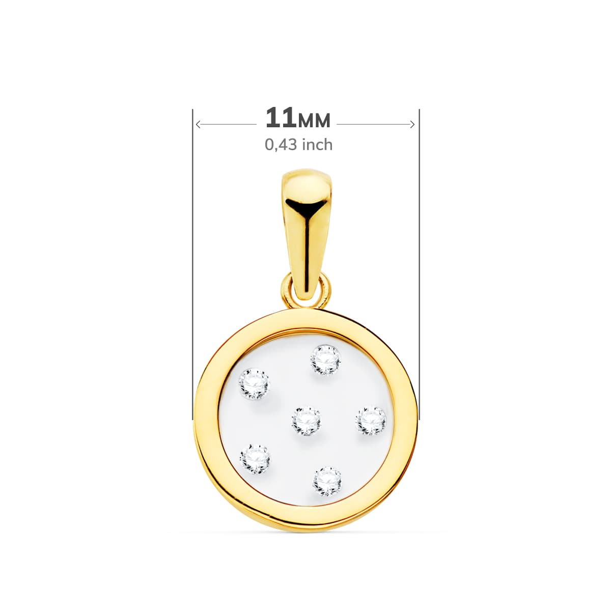 18K COLGANTE ORO AMARILLO REDONDO AIRSHINE TRANSPARENTE CON CIRCONITAS 11 MM - Imagen 2