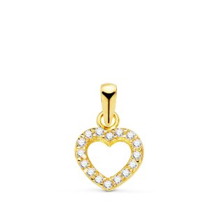18K COLGANTE ORO AMARILLO CORAZON MINI CON CIRCONITAS 7.5X7 MM