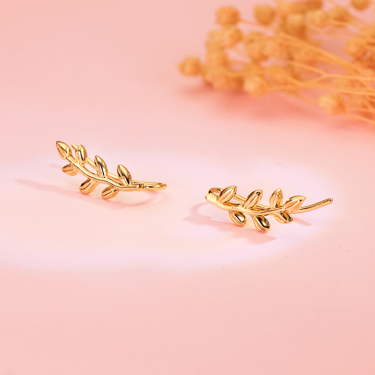 18K PENDIENTES ORO AMARILLO TREPADORES RAMA. 14 X 4 MM - Imagen 2