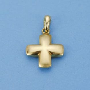 18K CRUZ MATE Y BRILLO LISA 20X16 MM