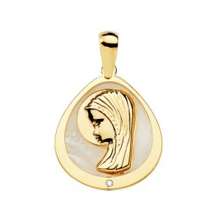 18K MEDALLA VIRGEN NIÑA NACAR 18X16 MM