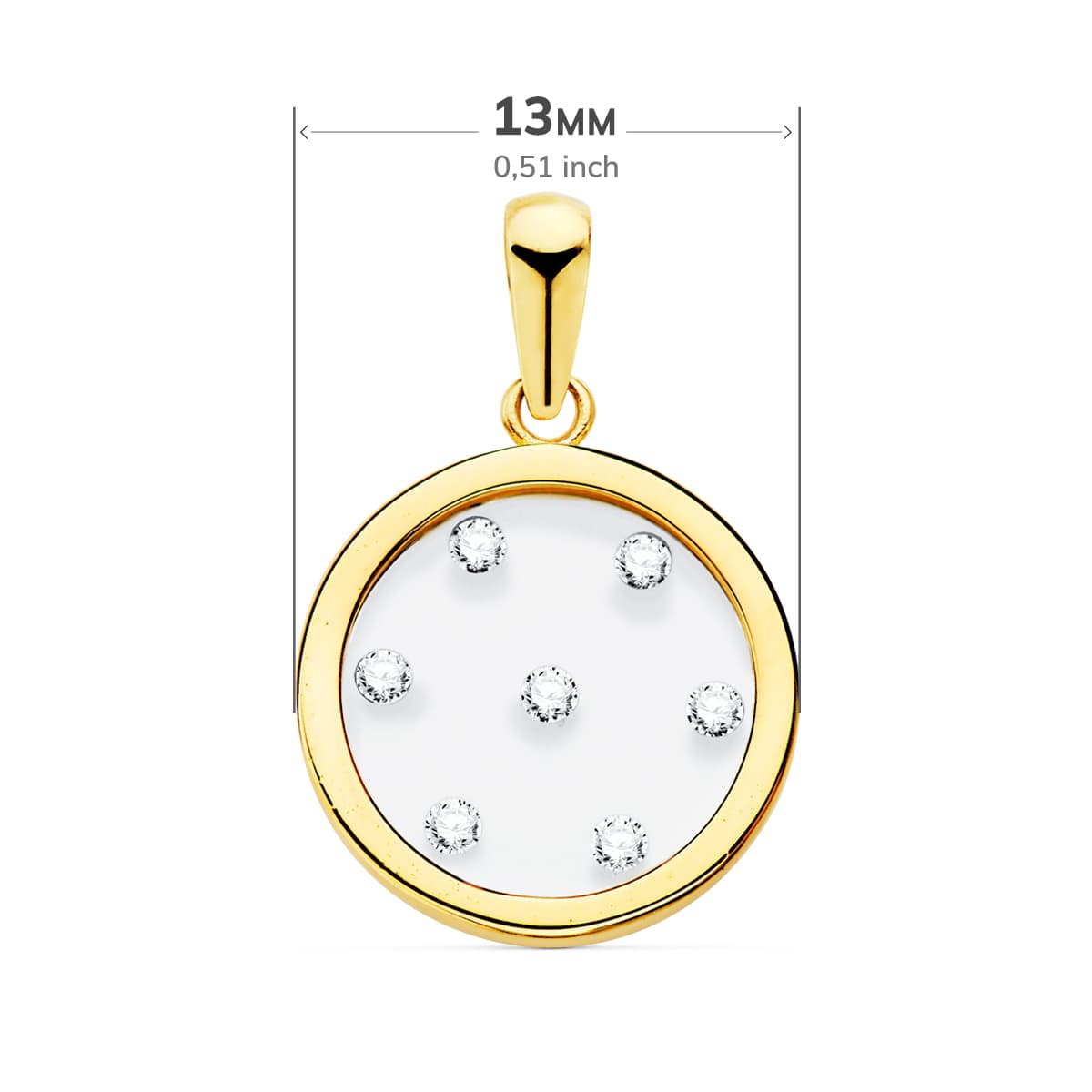 18K COLGANTE ORO AMARILLO REDONDO AIRSHINE TRANSPARENTE CON CIRCONITAS 13 MM - Imagen 2
