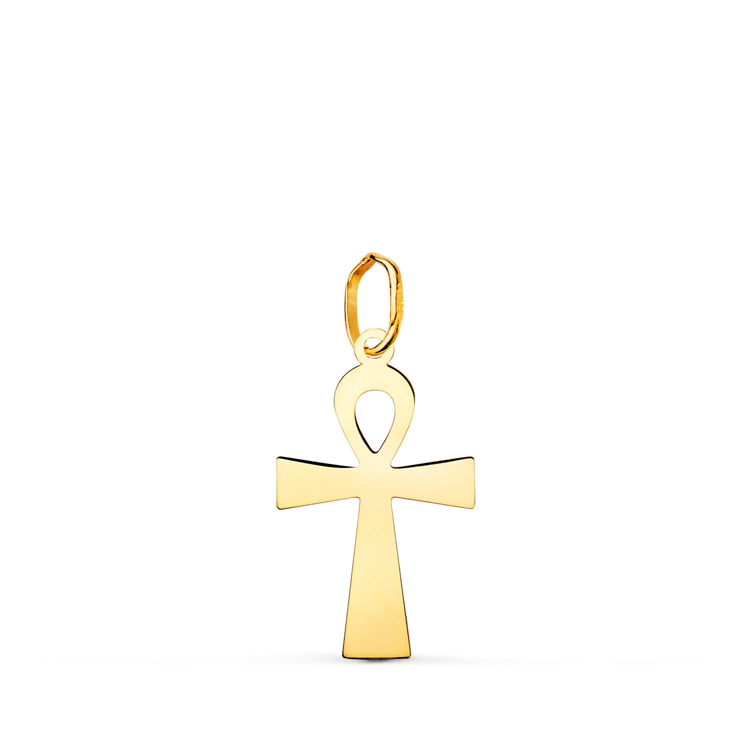 18K COLGANTE ORO AMARILLO BRILLO CRUZ DE LA VIDA 18 X 10 MM