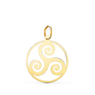 18K COLGANTE ORO AMARILLO REDONDO TRISQUEL EN BRILLO 20 MM