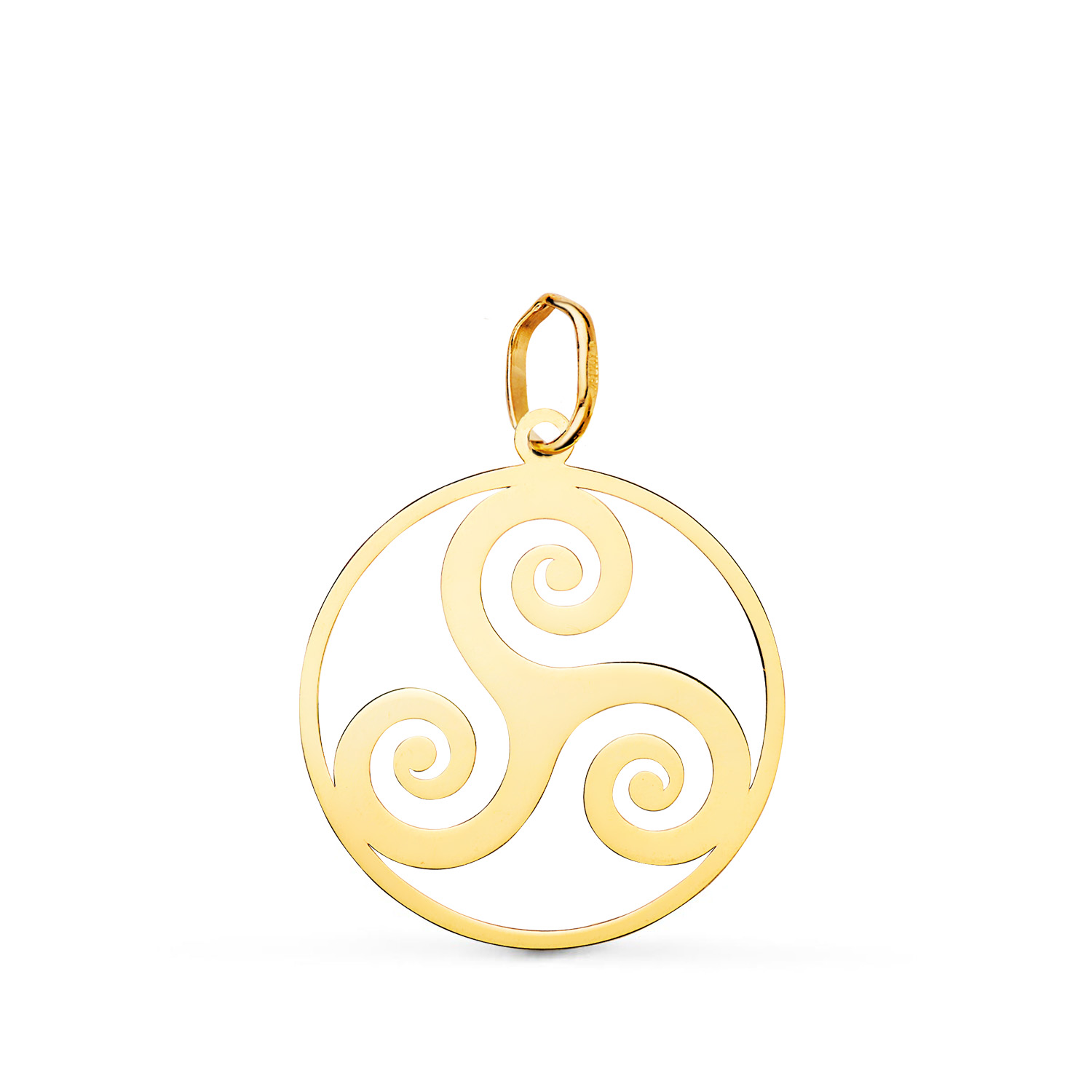 18K COLGANTE ORO AMARILLO REDONDO TRISQUEL EN BRILLO 20 MM