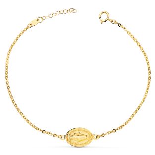 18K PULSERA ORO AMARILLO CON MEDALLA MILAGROSA 13 X 10 MM. LARGO: 17 2 CM